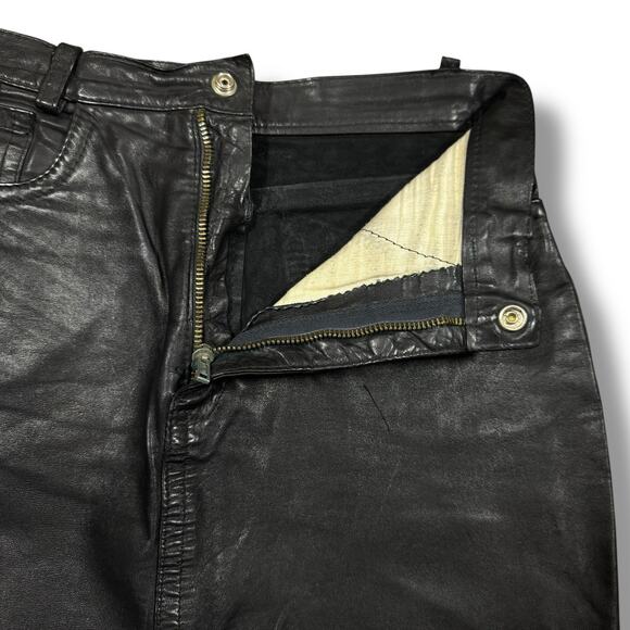 Vintage 1980s Leather Skirt Black Rainbow Patch Brazil Grunge Goth Punk Pride - Picture 5 of 8